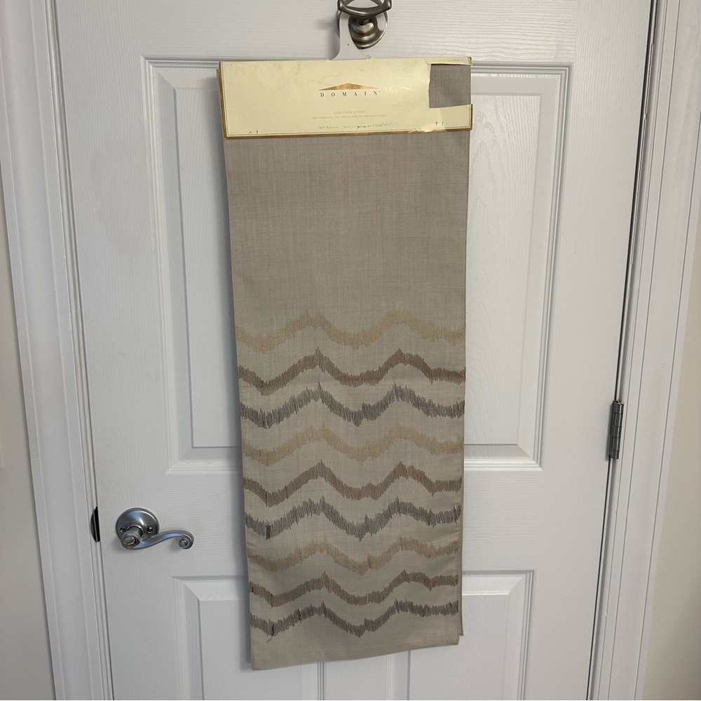 Domain Dining Table Runner - Beige Neutral Embroidery 13” x 72” - Picture 6 of 9